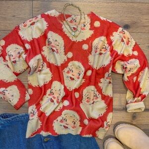 Festive Santa Claus Sweater, Retro Santa, Christmas Sweater